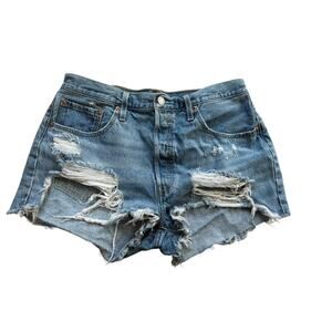 Levi's Womens 501‎ Jean Shorts Size 32 Denim Cut Off Distressed Button Fly